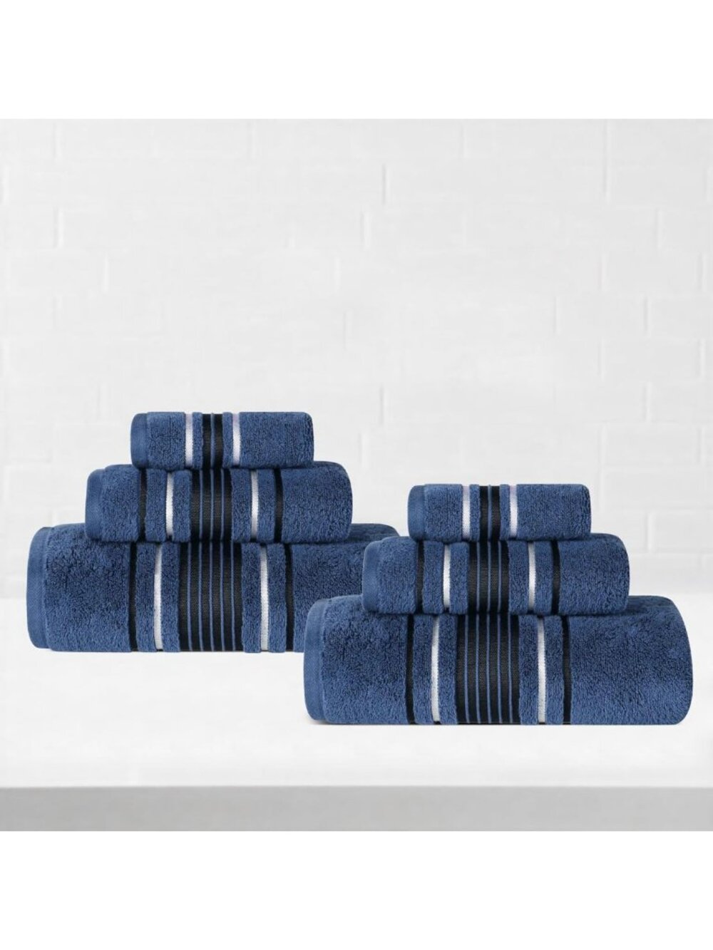 Luxury Plush Cotton Towel Set - 6 Pieces, Quick Dry, Soft & Absorbent, Navy Blue